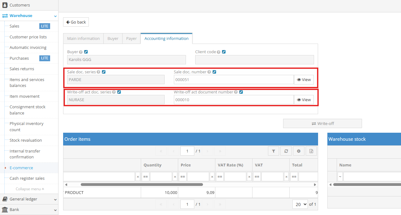 Accounting information preview window